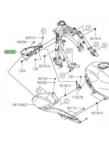 Intérieur d'écope de réservoir gauche Kawasaki Z400 (2019-2023) | Réf. 491330029