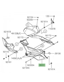 Habillage sous réservoir gauche Kawasaki Z400 (2019-2023) | Réf. 360010670