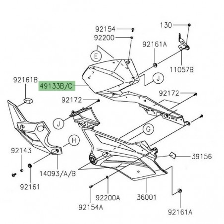 Écope de réservoir gauche peinte Kawasaki Z400 (2019-2023) | Moto Shop 35