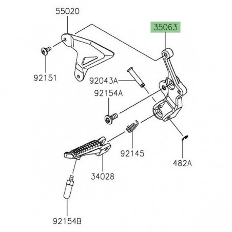 Platine repose-pied avant gauche Kawasaki Z400 (2019-2023) | Réf. 350631407