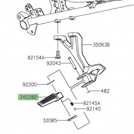 Repose-pieds arrière gauche Kawasaki Z400 (2019-2023) | Réf. 340280366