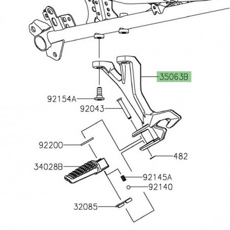 Platine repose-pied arrière gauche Kawasaki Z400 (2019-2023) | Réf. 350631409