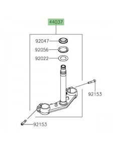 Té de fourche inférieur d'origine Kawasaki 44037017821 | Moto Shop 35