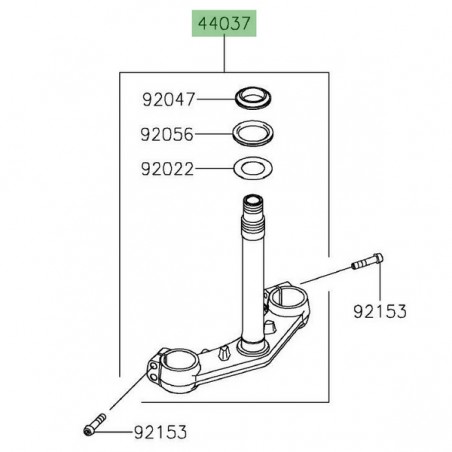 Té de fourche inférieur d'origine Kawasaki 44037017821 | Moto Shop 35