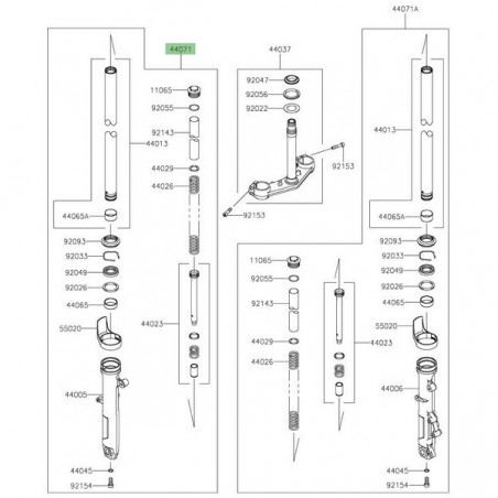 Bras de fourche gauche Kawasaki Z400 (2019-2023) | Réf. 44071133122Q