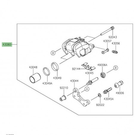 Étrier de frein arrière Kawasaki 430800245DJ | Moto Shop 35