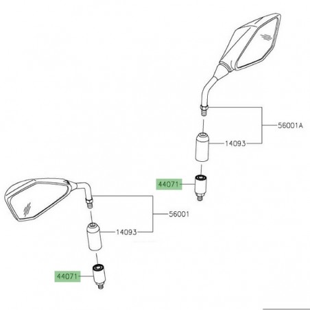 Silentbloc de rétroviseur Kawasaki Z400 (2019 et +) | Réf. 440711372