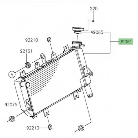 Radiateur d'origine Kawasaki 390610922 | Moto Shop 35