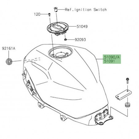 Réservoir d'essence peint Kawasaki Z400 (2019-2023) | Moto Shop 35
