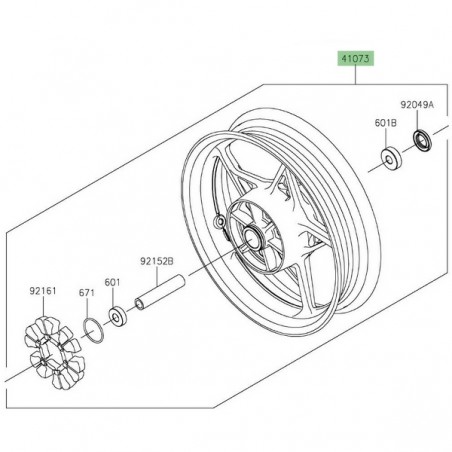 Jante arrière d'origine Kawasaki 410730753QT | Moto Shop 35