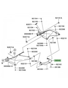 Centre de coque arrière Kawasaki Ninja 250R (2008-2012) | Réf. 3604000636Z