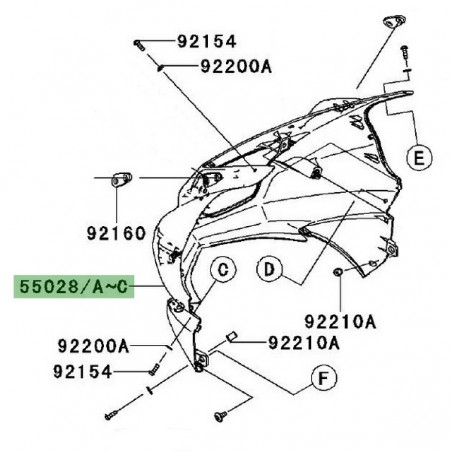 Tête de fourche peinte Kawasaki Ninja 250R (2008-2012) | Moto Shop 35