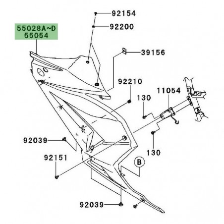 Flanc de carénage gauche peint Kawasaki Ninja 250R (2008-2012) | Moto Shop 35