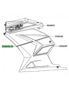 Liseré avant flanc de carénage Kawasaki Ninja 250R Special Edition (2011) | Réf. 560690940 - 560690944
