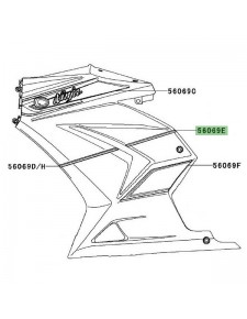 Liseré arrière flanc de carénage Kawasaki Ninja 250R Special Edition (2011) | Réf. 560690941 - 560690945