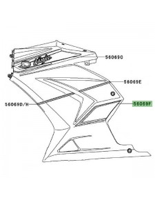 Autocollant décoratif flanc de carénage Kawasaki Ninja 250R Special Edition (2011) | Réf. 560690942 - 560690946