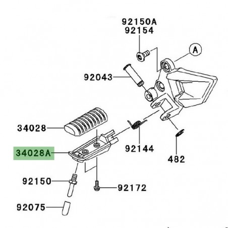 Repose-pieds avant gauche Kawasaki Ninja 250R (2008-2012) | Réf. 340280035