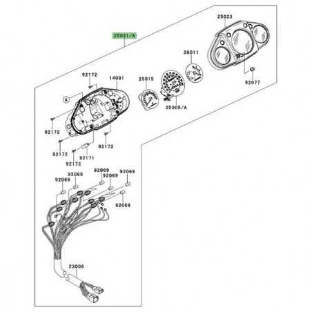 Bloc compteur Kawasaki Ninja 250R (2008-2010) | Réf. 250310165