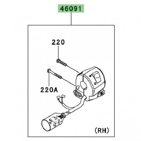 Commodo droit Kawasaki Ninja 250R (2008-2010) | Réf. 460910157