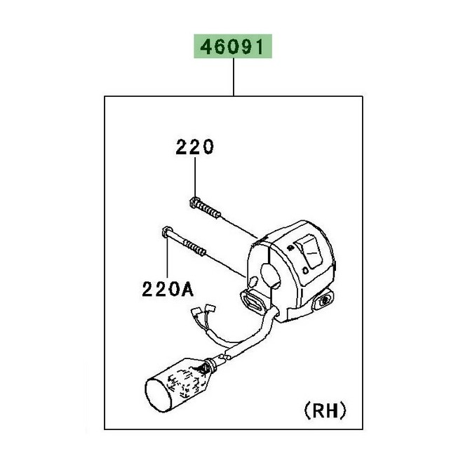 Commodo droit Kawasaki Ninja 250R (2011-2012) | Réf. 460910484