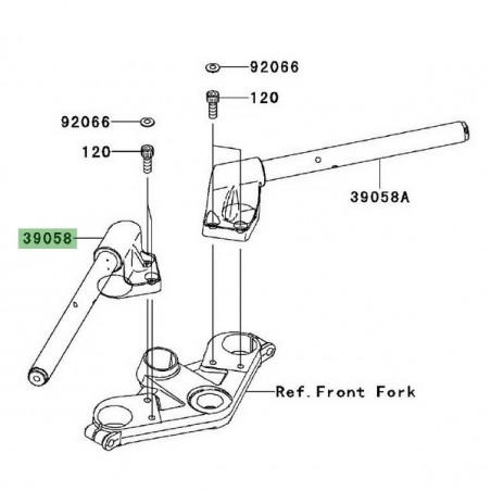 Demi-guidon gauche Kawasaki Ninja 250R (2008-2012) | Réf. 39058000718R