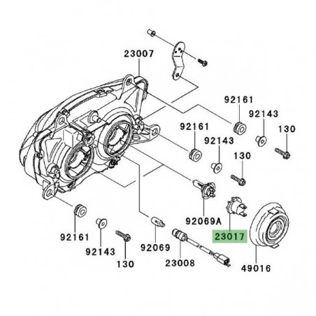Prise ampoule H7 (12V/55W) optique avant Kawasaki Ninja 250R (2008-2012) | Réf. 230170004