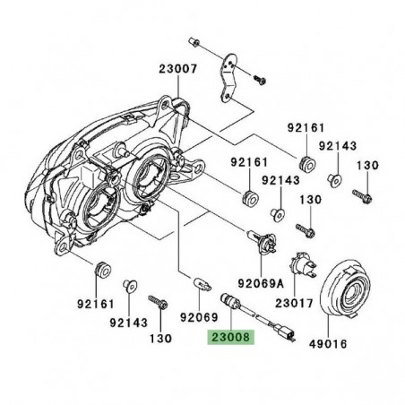 Prise ampoule veilleuse optique avant Kawasaki Ninja 250R (2008-2012) | Réf. 230080082