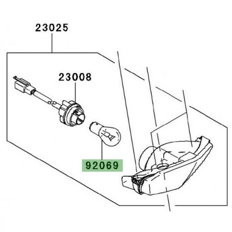 Ampoule (12V-21/5W) feu arrière Kawasaki Ninja 250R (2008-2012) | Réf. 920690032 - 920691084