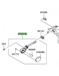 Clignotant arrière gauche Kawasaki Ninja 250R (2008-2012) | Réf. 230370376