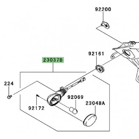 Clignotant arrière gauche Kawasaki Ninja 250R (2008-2012) | Réf. 230370376