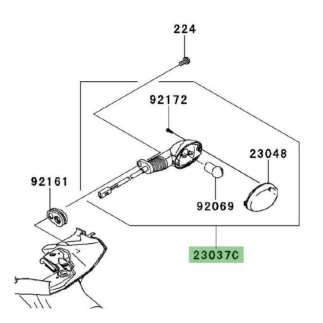 Clignotant arrière droit Kawasaki Ninja 250R (2008-2012) | Réf. 230370377