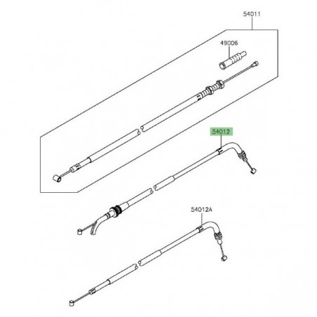 Câble d'ouverture des gaz Kawasaki Z300 (2015-2016) | Réf. 540120577