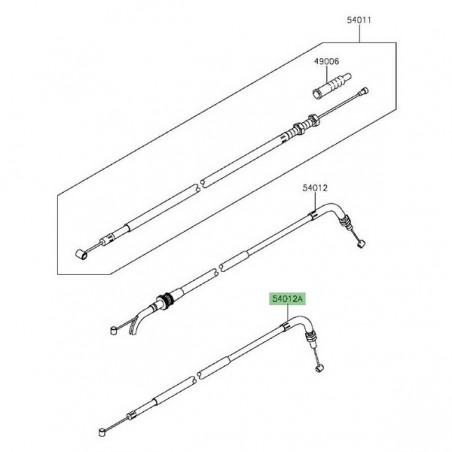 Câble de fermeture des gaz Kawasaki Z300 (2015-2016) | Réf. 540120578