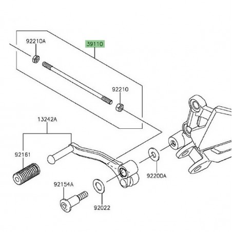 Tige de sélecteur de vitesse Kawasaki Z300 (2015-2016) | Réf. 391100307