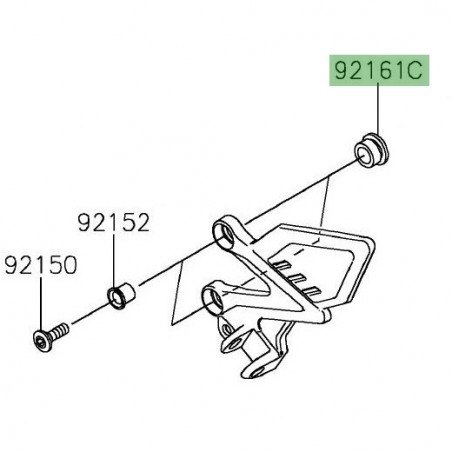 Silentbloc platine repose-pieds avant Kawasaki Z125 (2019-2024) | Réf. 921611651