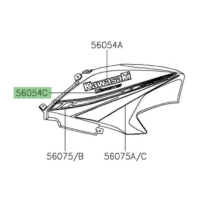 Autocollant "Versys" flanc tête de fourche Kawasaki Versys 650 (2019-2020) | Réf. 560542290 - 560542488 - 560542656 - 560542658
