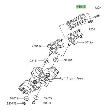 Pontet supérieur de guidon Kawasaki Versys 650 (2015-2024) | Réf. 46012037218R