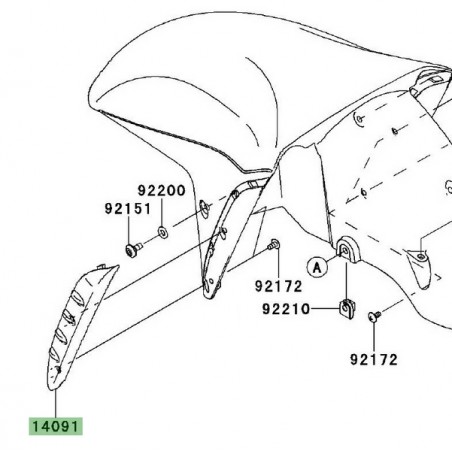 Déflecteur gauche garde-boue avant Kawasaki GTR 1400 (2008-2016) | Réf. 140910598