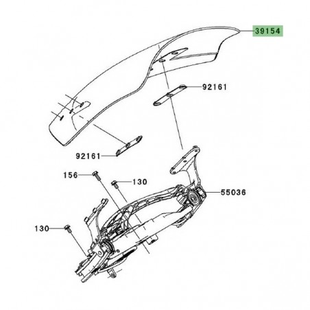 Pare-brise d'origine Kawasaki GTR 1400 (2008-2009) | Réf. 391540027