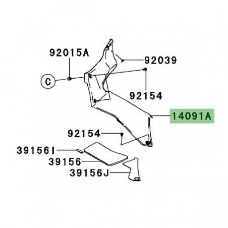 Intérieur gauche tête de fourche Kawasaki GTR 1400 (2008-2009) | Réf. 140910906