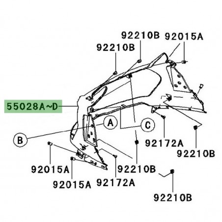 Tête de fourche peinte Kawasaki GTR 1400 (2008-2009) | Moto Shop 35