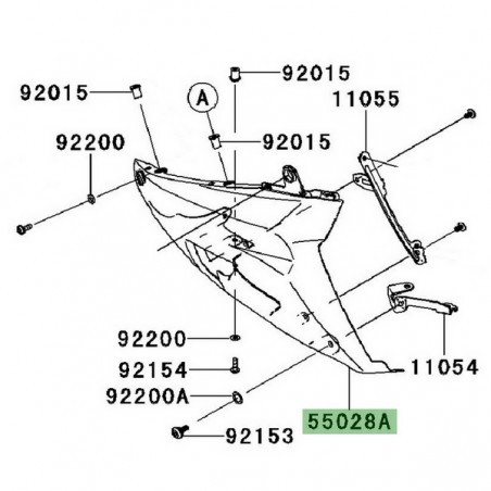 Demi-sabot gauche Kawasaki GTR 1400 (2008-2009) | Réf. 55028019918T
