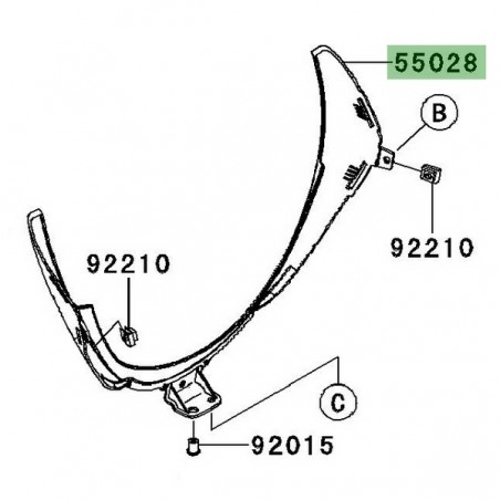 "V" sabot moteur Kawasaki GTR 1400 (2008-2009) | Réf. 550280181
