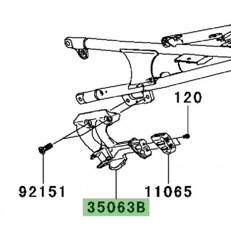 Platine repose-pied arrière gauche Kawasaki GTR 1400 (2008-2009) | Réf. 350630359W9