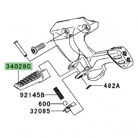 Repose-pied arrière gauche Kawasaki GTR 1400 (2008-2014) | Réf. 340280329