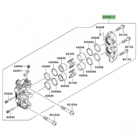 Étrier de frein avant Kawasaki GTR 1400 (2008-2016) | Réf. 430800046DJ - 430800047DJ