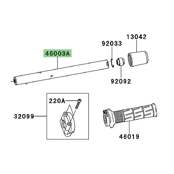 Demi-guidon droit Kawasaki GTR 1400 (2008-2016) | Réf. 460030177