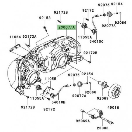 Optique de phare avant Kawasaki GTR 1400 (2008-2016) | Réf. 230070107