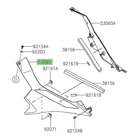 Habillage sous réservoir gauche Kawasaki Ninja 400 (2018-2020) | Réf. 530650042