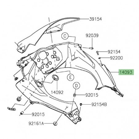 Entourage de compteur Kawasaki Ninja 400 (2018-2020) | Réf. 140930644